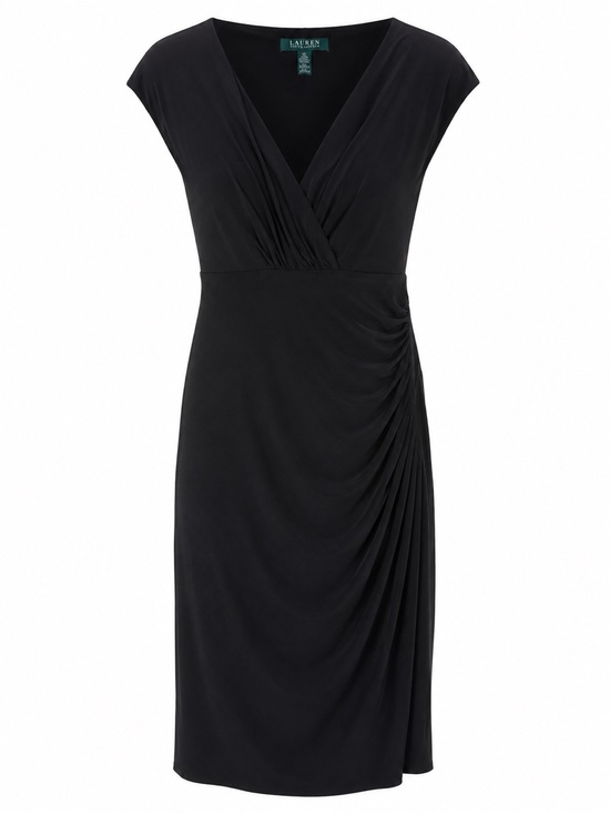Ralph Lauren Dresses & Skirts - Ralph Lauren Black V-Neck Ruched Midi Dress